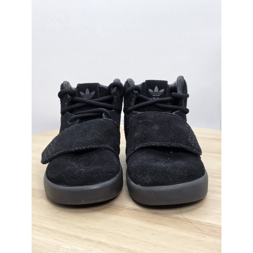 Little Kids 6K - Adidas Tubular Invader Strap Athletic Shoes Triple Black RARE - Picture 2 of 10